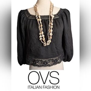 OVS Crop Lightweight Boho Lace Detailed Top